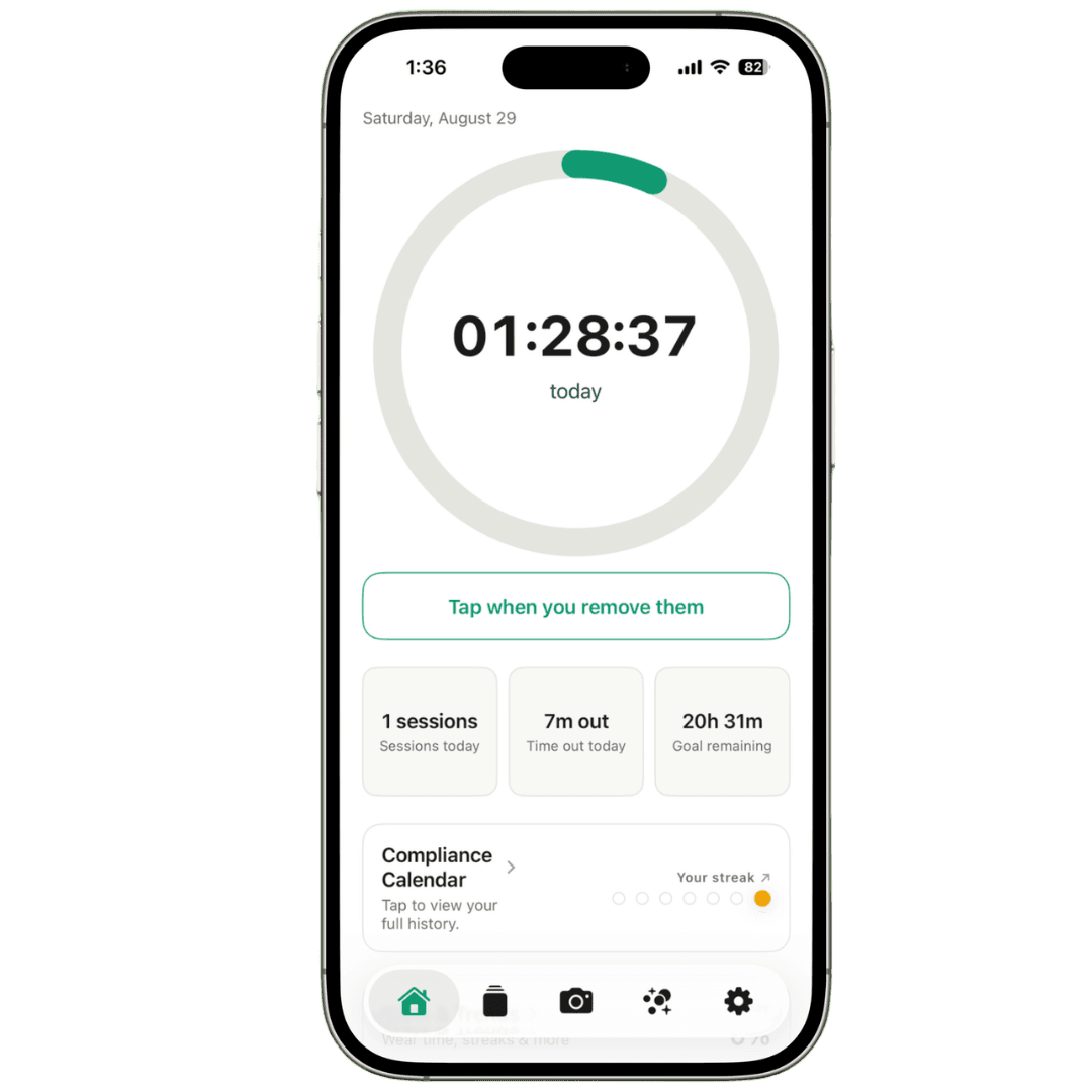 Smilo wear-time timer with today's aligner wear progress
